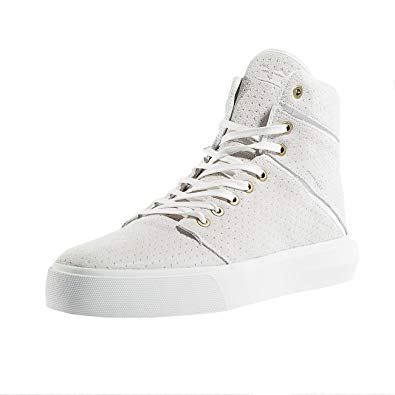 Supra Camino Mens White Suede High Top Lace up Sneakers Shoes